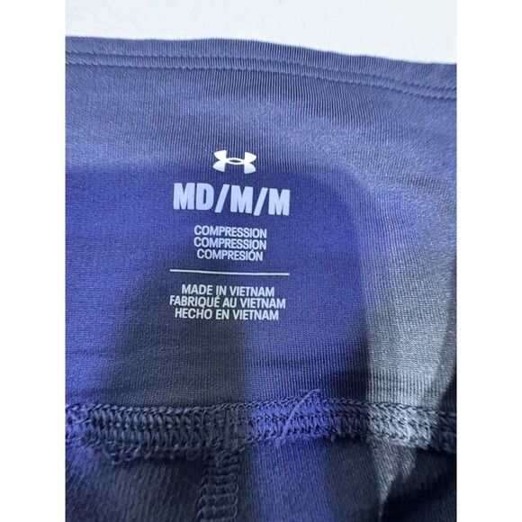 Under Armour Womens  Compression Full Length Leggings Pocket  Sz M Navy Blue Geo - Picture 6 of 9